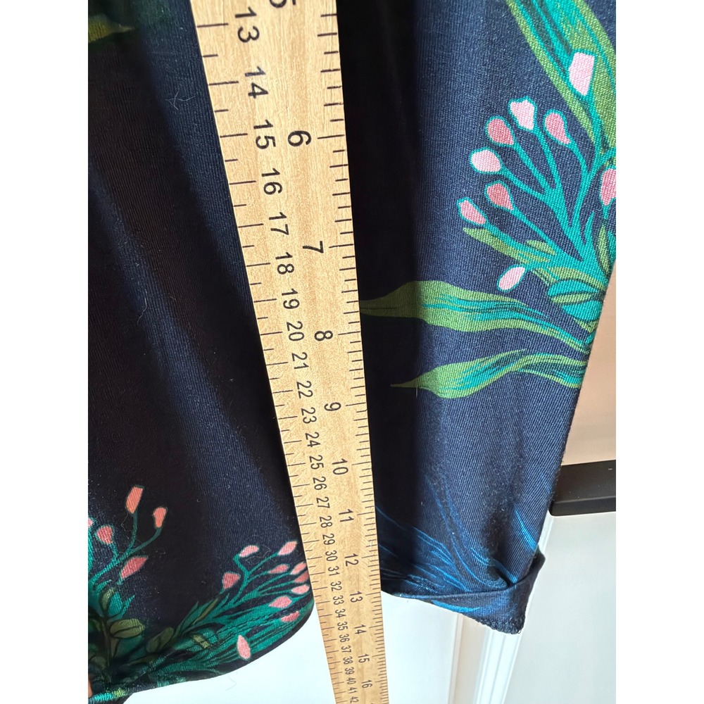 Soma Tropical Floral V-Neck Midi Dress Women Size M Navy Blue Resortwear Boho - Picture 5 of 6